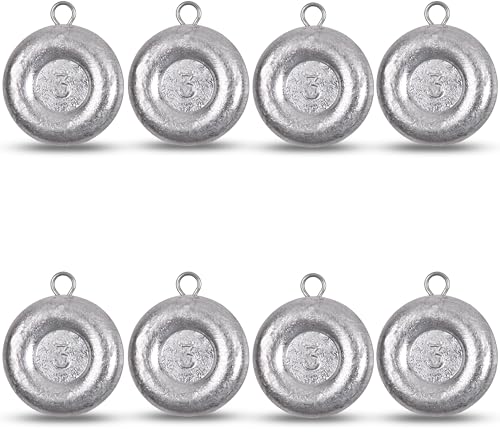 Disc Sinkers Fishing Weights, Coin Fishing Sinkers Weights Saltwater Surf Fishing Weights Bottom Drifting Trolling Catfishing Fishing Sinkers Saltwater Gear Tackle 1oz 2oz 3oz 4oz 5oz 6oz 8oz - style: 3 Ounce, 8 Pack