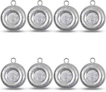 Disc Sinkers Fishing Weights, Coin Fishing Sinkers Weights Saltwater Surf Fishing Weights Bottom Drifting Trolling Catfishing Fishing Sinkers Saltwater Gear Tackle 1oz 2oz 3oz 4oz 5oz 6oz 8oz - style: 3 Ounce, 8 Pack