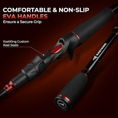 KastKing Brutus Spinning Rods & Casting Fishing Rods, IM6 Graphite Blanks, 2-Piece Rods with Extra Tip Section, PTS Power Transition System, No-Slip Grip, Hook Keeper - size: 7'6''-H-(2 Pcs+ Extra Tip), style: Cast