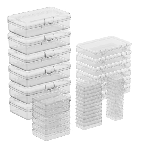 Clear Plastic Storage Containers, Mini Rectangular Organizer Boxes with Hinged Lids, 36 Pack Mixed Sizes, for Beads, Jewelry, Art Craft - style: 36PC