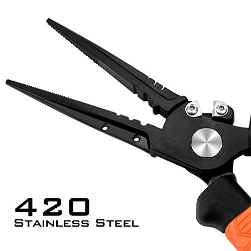 KastKing Speed Demon Pro Fishing Pliers, 420 Stainless Steel, Fishing Tools, Saltwater Resistant Fishing Gear, Tungsten Carbide Cutters, Corrosion Resistant Coating, SuperPolymer Grip Handles - color: D: 8.5'' Straight Nose