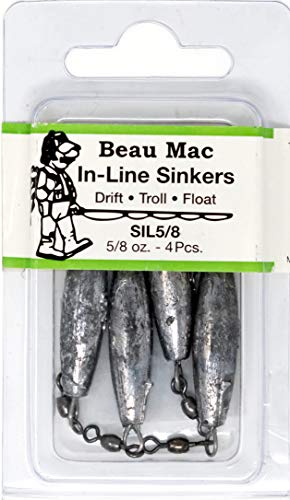 Beau Mac in-Line Sinker | SIL | Precision Weighted Drift Fishing Sinker | For River, Stream, & Float Fishing | Durable | Ideal for Steelhead, Salmon & Trout - size: 5/8oz