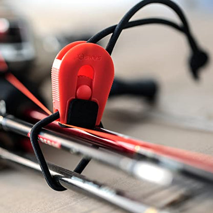 SAMSFX Fishing Rods Belt Stretchy Wrap Pole Straps Elastic Cable Ties for Casting, Spinning & Fly Rods - color: 4pcs Red & 4pcs Black
