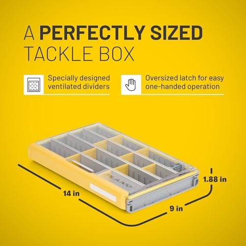 Plano EDGE 3700 Premium Tackle Utility Box, Gray and Yellow, Stackable Organizers, Waterproof, Rust-Resistant Bait and Tackle Storage - style: 3700 Standard