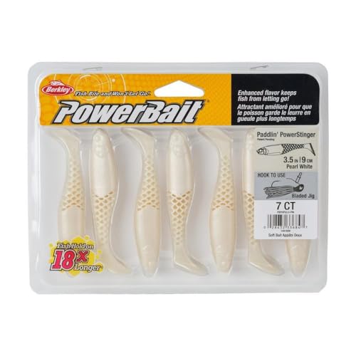 Berkley PowerBait Paddlin' PowerStinger Fishing Soft Bait - color: Pearl White, size: 3 1/2"
