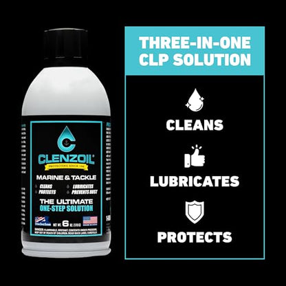 CLENZOIL Marine & Tackle - Fishing Gear Oil Lubricant - for Fish Care Reels, Boat Motors, Downriggers & More - Easily Oils Applicator - size: 6 oz Aerosol