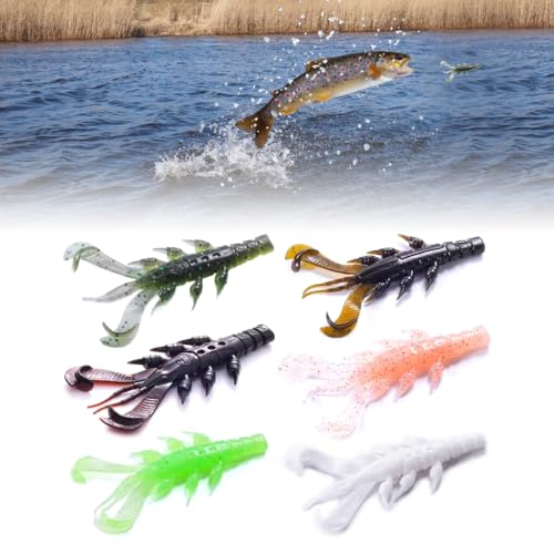 10Pcs Fishing Lures Set, Soft PVC Fishing Craw Baits Crawfishes Lures Lobster Shrimp Swimbaits for Freshwater Saltwater - size: Dark brown