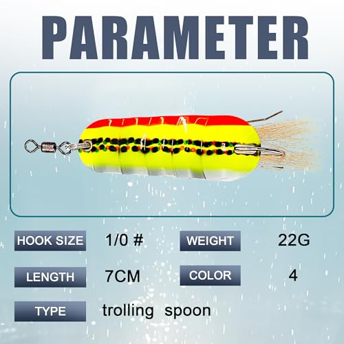 Fishing Lures for Saltwater/Freshwater, Metal Trout Lures for Bass Walleye Pike, 5g Fishing Spoon with Single Hook - color: FS02