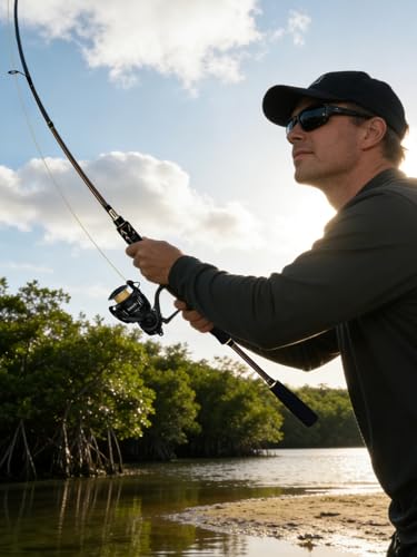 Jenseits Carbon Fiber Fishing Rod Series (6-12 Ft), Spinning & Casting Rods with Stainless Steel Ceramic Guides, Fast Action Fishing Pole for Bass, Trout, Walleye & Surf Fishing - size: 6'0"-Medium Light-Fast-Black, style: Spinning