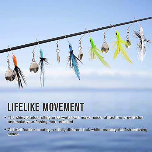 Spinnerbait Bass Fishing Lures Set,Mini Rooster Fishing Spinner Lure Multicolor Hard Metal Spinner Baits Jigs Lure for Bass Trout Pike Bluegill Freshwater Saltwater Fishing - color: 12pcs