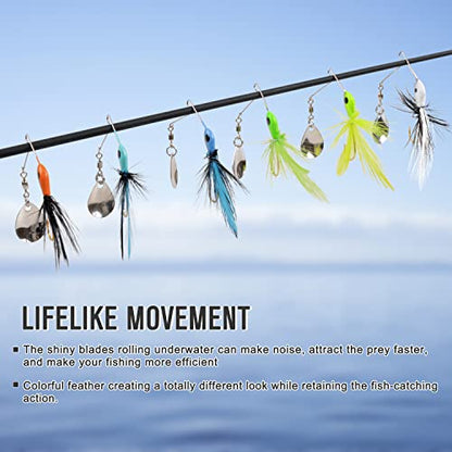 Spinnerbait Bass Fishing Lures Set,Mini Rooster Fishing Spinner Lure Multicolor Hard Metal Spinner Baits Jigs Lure for Bass Trout Pike Bluegill Freshwater Saltwater Fishing - color: 12pcs