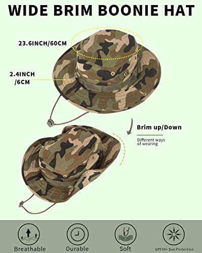 Sun Hats for Men Women Bucket Hat UPF 50+ Boonie Hat Foldable UV Protection Hiking Beach Fishing Summer Safari - color: 1pack-jungle Camo