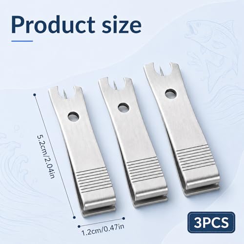 Thinp 3 Pcs Fishing Line Cutter Nipper with Hook Eye Cleaner Pin, Fly Fishing Line Clippers Stainless Steel Fishings Lines Scissors Cutting Tool Multi-Purpose Cutting Nipper Accessories for Braid Mono
