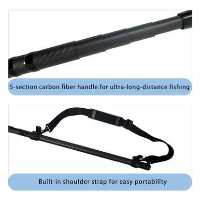 101.5in Large Fishing Net with Handle Carbon Fiber Coated Rubber Telescoping Minnow Long Landing Pond Net Collapsible Kayak Folding Fish Net - color: Carbon fiber