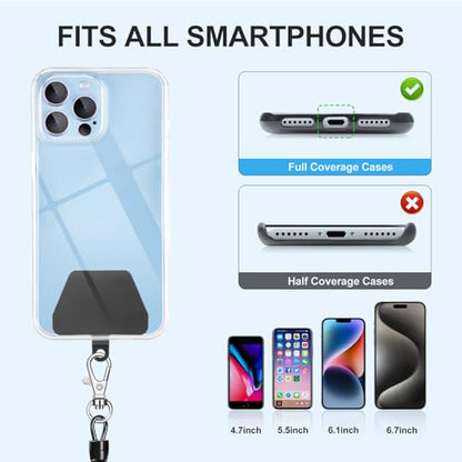 SHANSHUI Phone Lanyard Tether, Stretchy Phone Strap Patch Anchor Outdoor Climbing Hook Compatible for Most Smartphones - color: Tpublack