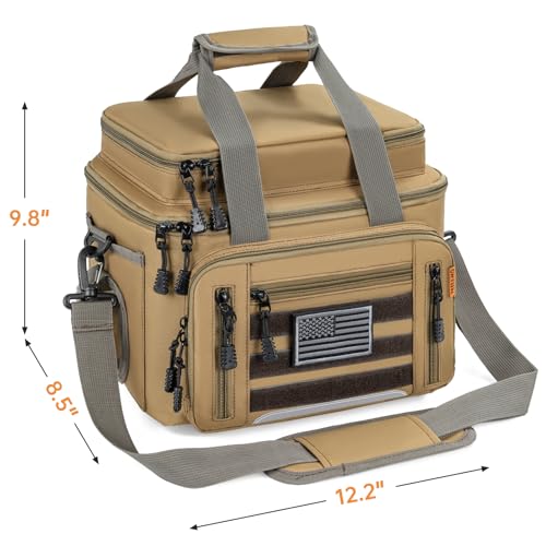 Fishing Tackle Bag - Holds 3400-3600 Size Tackle Boxes -Saltwater & Freshwater Fishing Bags - Padded Shoulder Strap Fishing Bags (Kahki) (Bag Only) - color: Kahki, style: Bag Only