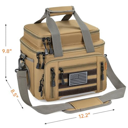 Fishing Tackle Bag - Holds 3400-3600 Size Tackle Boxes -Saltwater & Freshwater Fishing Bags - Padded Shoulder Strap Fishing Bags (Kahki) (Bag Only) - color: Kahki, style: Bag Only