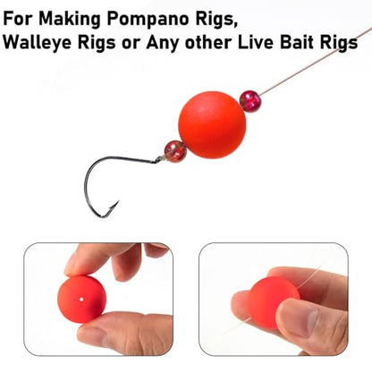 Dr.Fish 30 Pack Fishing Rig Float Pompano Floats Foam Floats for Surf Fishing Live Bait Rig Bottom Rig Walleye Crawler Harness - color: Red, size: 1-1/5" (30mm)