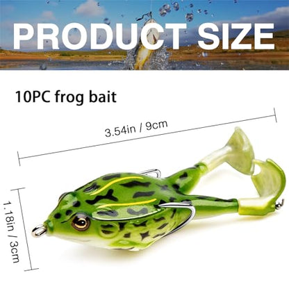 10 Pcs Frog Fishing Lures,Topwater Frog Fishing Lures,Freshwater Soft Simulated Frog Bait,Frog Artificial Soft Bait for Freshwater Saltwater