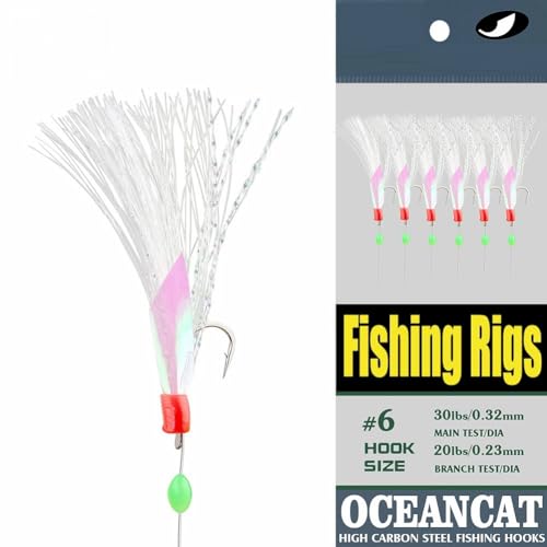 5/10/25/50/100 Packs Fishing Rigs 6 Hook/Set Rainbow Skin Silk String Hook Fishing Lure Saltwater Freshwater Bait Rig Tackle 5#6#7#8#9#10# - size: 9#-20 Packs