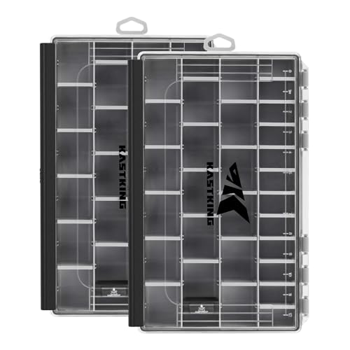 KastKing HyperSeal Waterproof Tackle Box, 3600 and 3700 Tackle Trays, Fishing Tackle Box Organizer with Removable Dividers, Lure Box and Terminal Tackle Storage,Black - color: Black, size: 3700(2 Pack)