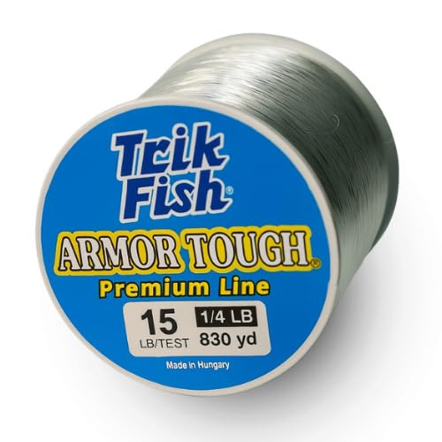 TrikFish Armor Tough Camouflage Monofilament Fishing Line - Stealthy & Strong - Camo Monofilament Line for Freshwater & Saltwater Fishing - Bulk 1/4LB Spool of Mono - color: Clear, size: 20LB Test - 650 Yards