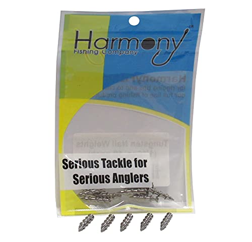 (10 Pack) - Harmony Fishing Company Tungsten Nail Weights [Select Size] (Lead-Free/No Lead Nail Weights for Neko/Wacky Rig Fishing) (Natural, 1/16oz) - size: 1/16oz