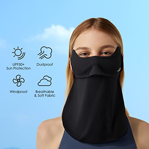 Sun UV Face Mask UPF50+ Neck Gaiter Scarf Breathable Cooling Face Cover for Outdoor Activities - color: Black