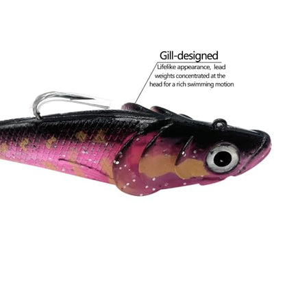 Big Jig Worm Lures Swimming Bait Soft Plastic Fishing Lure for Bass, Crappie, Trout, Pike, Sea Bass, Redfish, Striper,Fishing Lures for Freshwater & Saltwater - color: Red Glitter-1 Piece