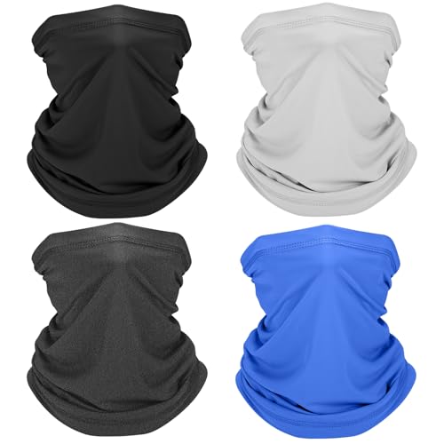 Cooling Neck Gaiter, Summer UV Face Mask Dust Balaclava, Neck Gator Bandana Face Cover for Sun Protection Men Women Outdoor - color: Black/Grey/Darkgrey/Darkblue