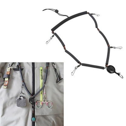 Tool Holder Lanyard Fly Fishing Accessories Multifunction Fly Fishing Lanyard Necklace with Clip and Retractor Tool Holder Neck Strap