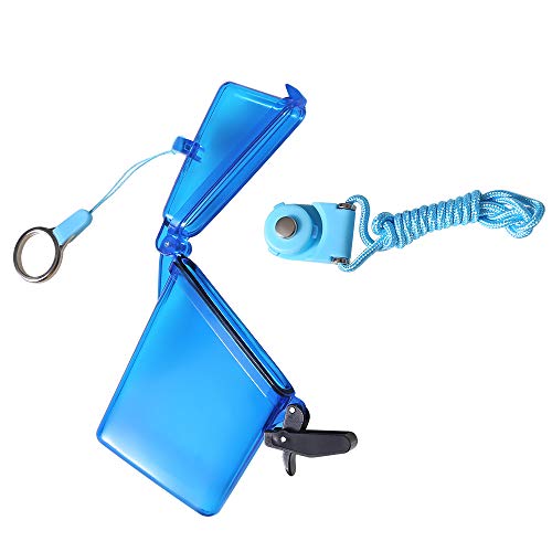 2pcs Sport Waterproof ID Card Badge Holder Case with Lanyard Cover Multiple Credit Cards, Registration, ins Card Heavy Duty Durable Locker Dry Box (Blue) - color: Blue
