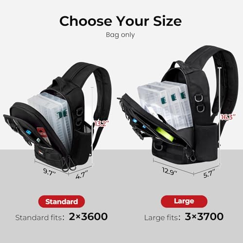 Piscifun Fishing Backpack with Rod Holder, Lightweight Sling Bag Storge Gear and Equipment - color: Black Camouflage, size: Standard, style: Latch