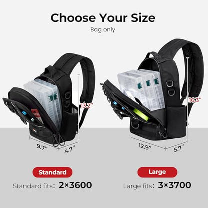Piscifun Fishing Backpack with Rod Holder, Lightweight Sling Bag Storge Gear and Equipment - color: Black Camouflage, size: Standard, style: Latch