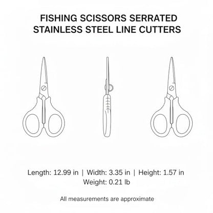 Serrated Stainless Steel Fishing Scissors for Braided PE Line - Compact Line Cutters