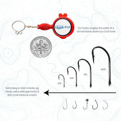 HOOK-EZE Fly Fishing Accessories - Fishing Knot Tying Tool for Tying Fishing Line to Hooks - Fishing Gear and Equipment, Gadget to Tie Knots Quick and Easy - Fishing Gifts for Men - color: Red