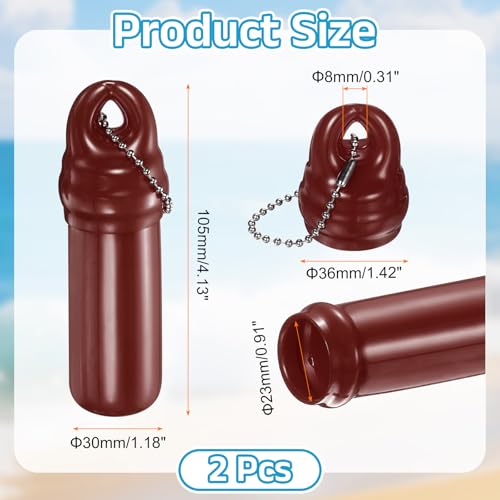 uxcell Floating Keychain, Float Key Ring Holder with Waterproof Container, Float Key Pendant for Fishing - color: Coffee