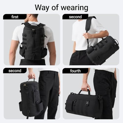 Fishing Tackle Backpack with Rod & Bottle Holder, Lightweight Outdoor Water-Resistant Fishing Gear Shoulder Storage Bag (Black) - color: Black3