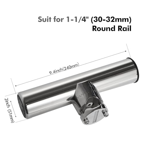 Fishing Rod Holders for Boat, 2 Pack Stainless Steel 316 Rail Mount Adjustable 360°Rotating Rod Holders for Fishing Boat, Marine Grade Clamp on Boat Rod Pole Holder