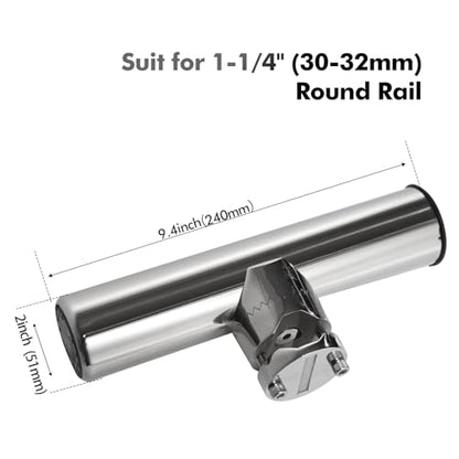 Fishing Rod Holders for Boat, 2 Pack Stainless Steel 316 Rail Mount Adjustable 360°Rotating Rod Holders for Fishing Boat, Marine Grade Clamp on Boat Rod Pole Holder