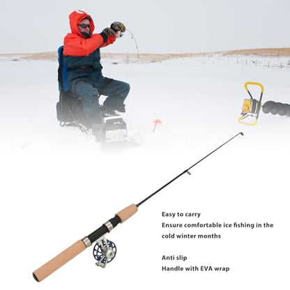 Ice Fishing Rod and Reel Combo Prevent Slip Short Section 65cm Ice Fishing Rod for Winter Fishing