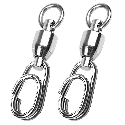 AMYSPORTS High Strength Snap Swivel Stainless Split Rings Fishing Swivel Freshwater Ball Bearing Swivels Fishing Saltwater, 25pcs, 30lbs - size: Size 1+1(42lb) 25 pcs