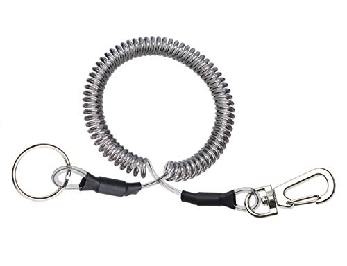 Mini Skater Fishing Coil Lanyard Fishing Tool Retractable Plastic Safe Rope Wire for Securing Pliers, Kayak, Surfing, Boating and Wading,1Pcs (Spiral Length:6 inch)