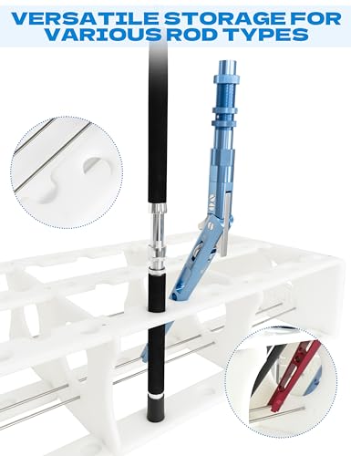 BLUEWING 45 Fishing Rods Storage Rack Trolling Aluminum Bent Butt Rod Rack Rods Holder Mounted Pole Organizer Large Capacity for Rods and Reel Combos - color: White