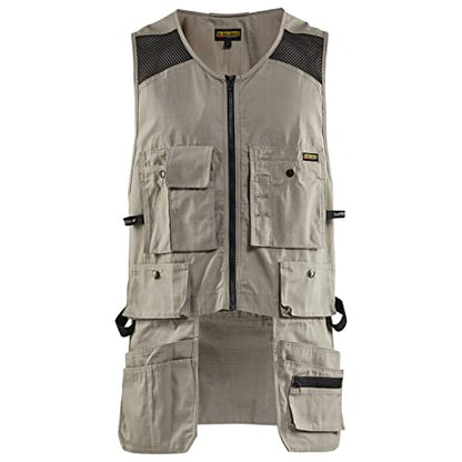 Blaklader Men's Ripstop Kangaroo Mesh Work Vest with Utility Pockets - color: Stone, size: X-Large