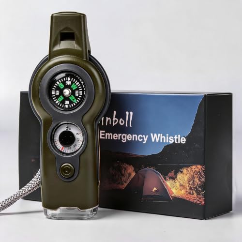 Emergency Survival Function Whistle, Outdoor Multifunctional Tool Safety Whistle with Lanyard, Ideal for Kayaking, Boating, Hiking, Camping, Climbing, Hunting, Fishing, Rescue Signaling - color: Army Green2