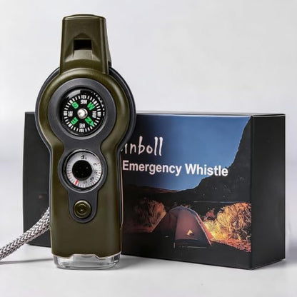 Emergency Survival Function Whistle, Outdoor Multifunctional Tool Safety Whistle with Lanyard, Ideal for Kayaking, Boating, Hiking, Camping, Climbing, Hunting, Fishing, Rescue Signaling - color: Army Green2