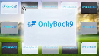 OnlyGolf Funny Microfiber Golf Towel – Large 14" x 20" Clip for Golf Bags Clubs Balls Perfect Golf Gag Gift Enthusiasts Waffle Men Premium Carabiner (White OnlyBack9) - color: White Onlyback9
