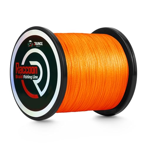 RUNCL Upgraded Braided Fishing Line, Colorfast Fishing Line Braid for Bass, Trout, Crappie, Ultra Strong Braid for Saltwater Freshwater, Abrasion Resistant, Zero Stretch, 6-80lb, 150/300/500/1000Yds - color: Orange, size: 20lb-1000Yd