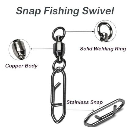 Snap Fishing Swivels Ball Bearing Swivel High Strength Fishing Swivels Saltwater Stainless Barrel Swivel for Freshwater - size: Size 0+S (31lb) 50 PCS